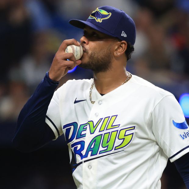 Freddy Peralta, pitcher de Tampa Bay Rays, en un partido de la MLB